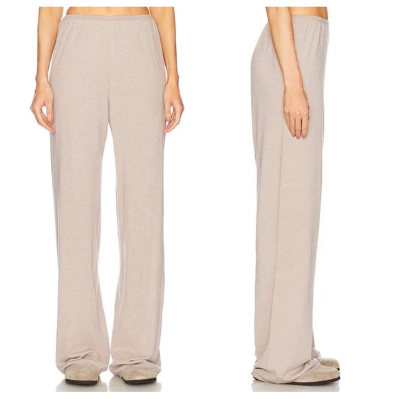 Helsa Alanna Knit Pant in Taupe Wide Leg Bottoms Pull-On Lightweight Revolve